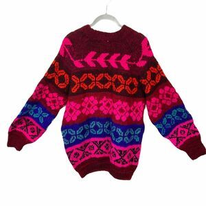 Wool Sweater Zuribrana International Vintage Women's Maroon Pink Long Sleeve L